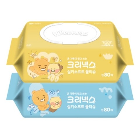 크리넥스 수앤수실키 카카오프렌즈 라이언 물티슈 캡형 80매